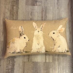 Pottery Barn Watercolor Bunny Pillow Tan Easter Farmhouse Cottagecore